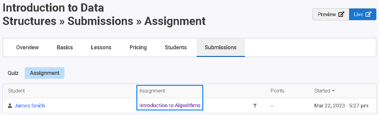 1-AddOnAssignments_SubmissionsTab_RecordedClass_AssignmentResponse.png